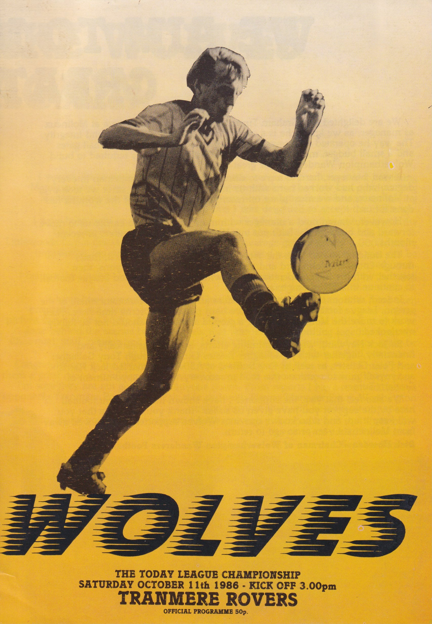 Wolverhampton Wanderers v Tranmere Rovers match programme